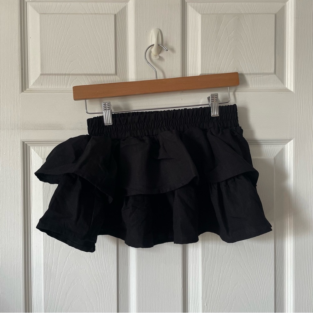 SHEIN Black Layered Ruffle Mini Skirt